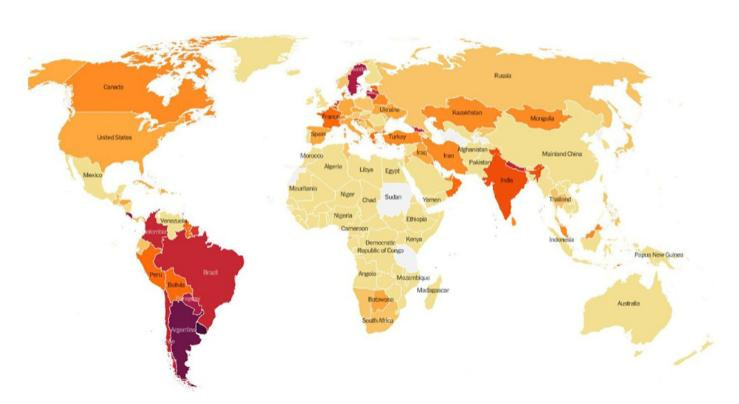 Mapa de The New York Times sobre el coronavirus