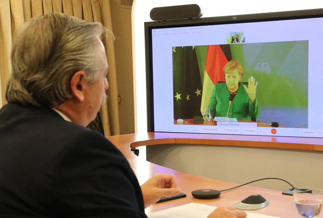 Alberto Fernández, Angela Merkel, videoconferencia, Foto Presidencia