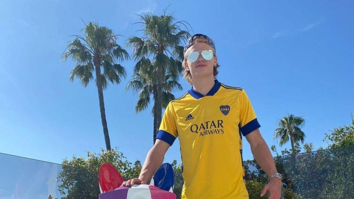 Erling Haaland con la camiseta de Boca