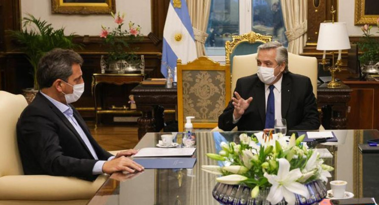 Sergio Massa y Alberto Fernández, reunión en Casa Rosada, foto Presidencia