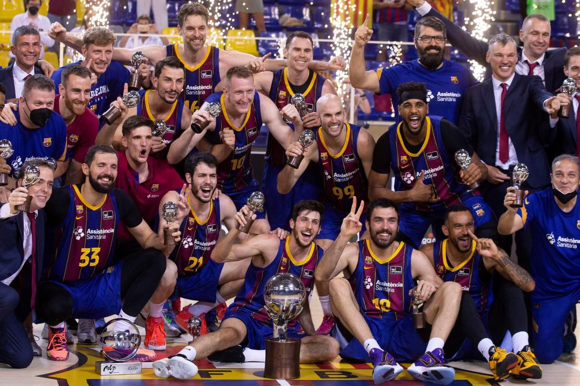 Festejo del Barcelona en la Liga de Basquet de España, AGENCIA EFE