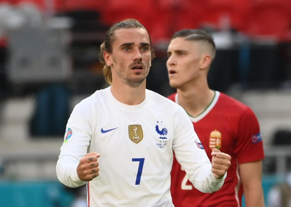 Festejo de Griezmann para Francia ante Hungría por la Eurocopa, REUTERS