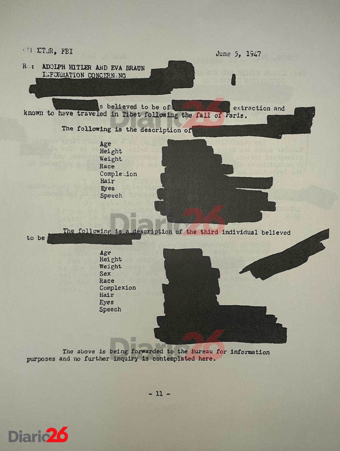 Adolf Hitler en Brasil, Hotel Atlántico, Cassino, documento desclasificado del FBI de 1947 - 11