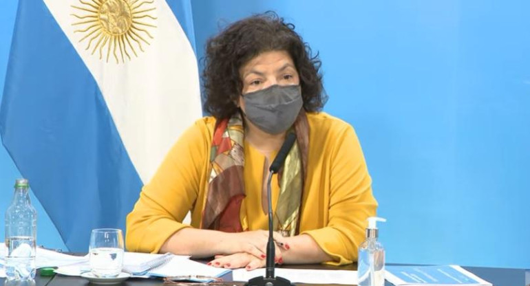 Carla Vizzotti en conferencia de prensa, Casa Rosada, foto captura