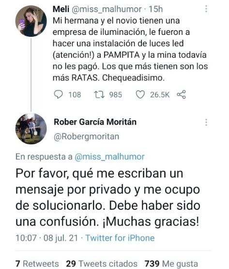 Denuncia por trabajo impago a Pampita y Roberto García Moritán