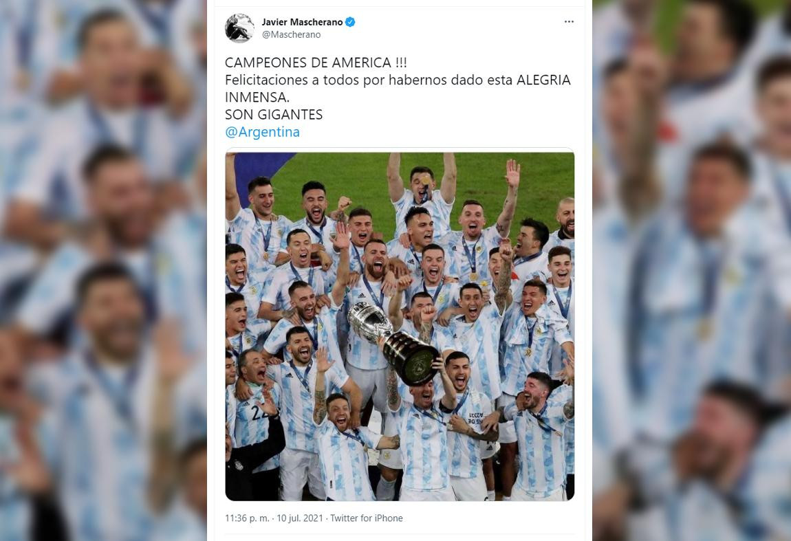 Mensaje de Javier Mascherano por la Copa América, Twitter