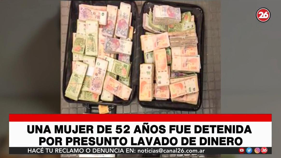 Mujer detenida en Aeroparque presunto lavado de dinero, llevaba más de $6 millones en una valija, Canal 26