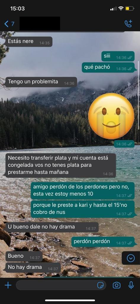 Estafa en WhatsApp, capturas