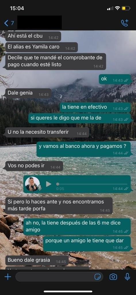 Estafa en WhatsApp, capturas