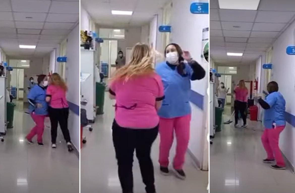 Así celebró el personal en hospital de Mar de Ajó por no tener pacientes internados con Covid