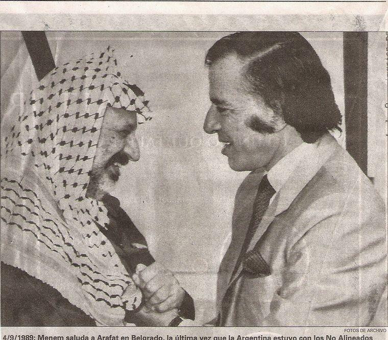 Menem y Arafat en la Cumbre de los Países No Alineados, Septiembre 1989