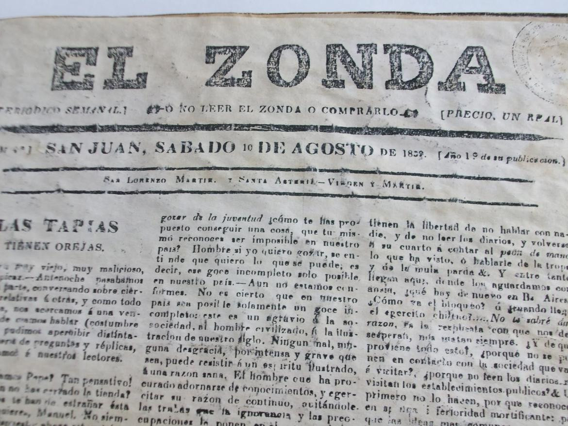Domingo Sarmiento, El Zonda, periodismo