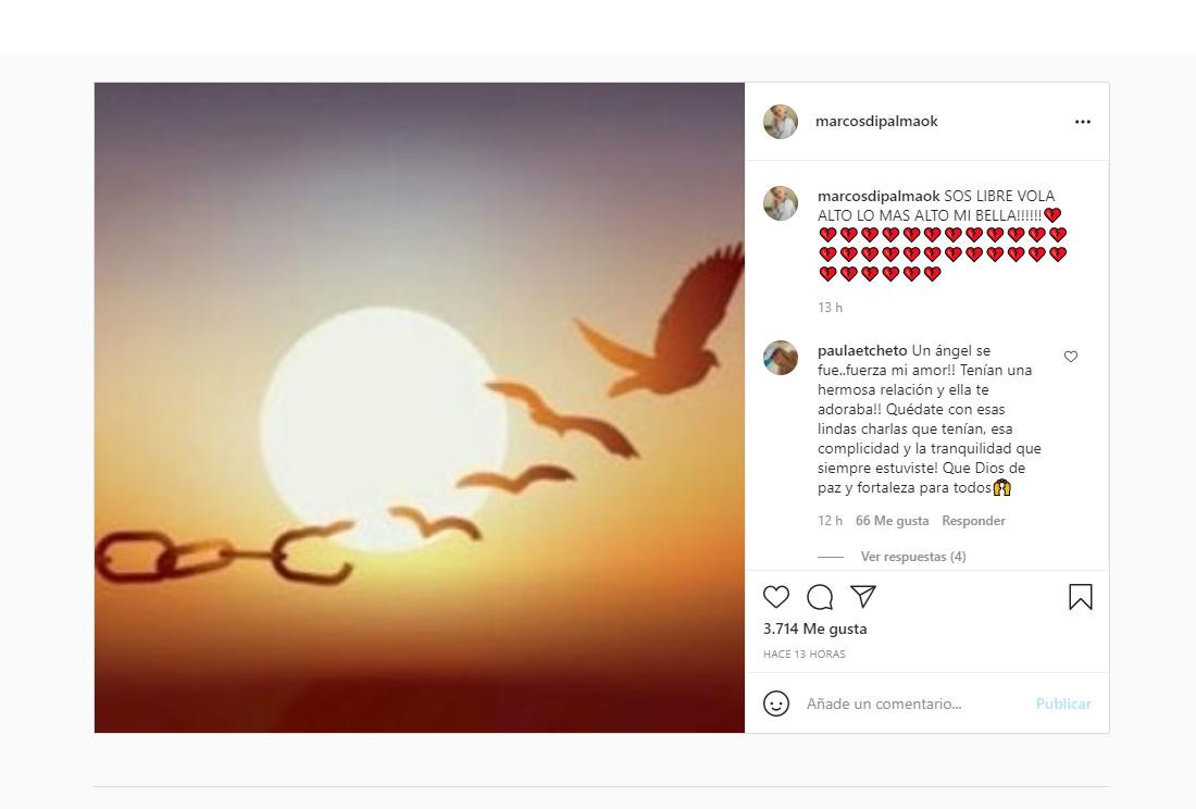 Muerte de Agustina Di Palma, Instagram de Marcos Di Palma