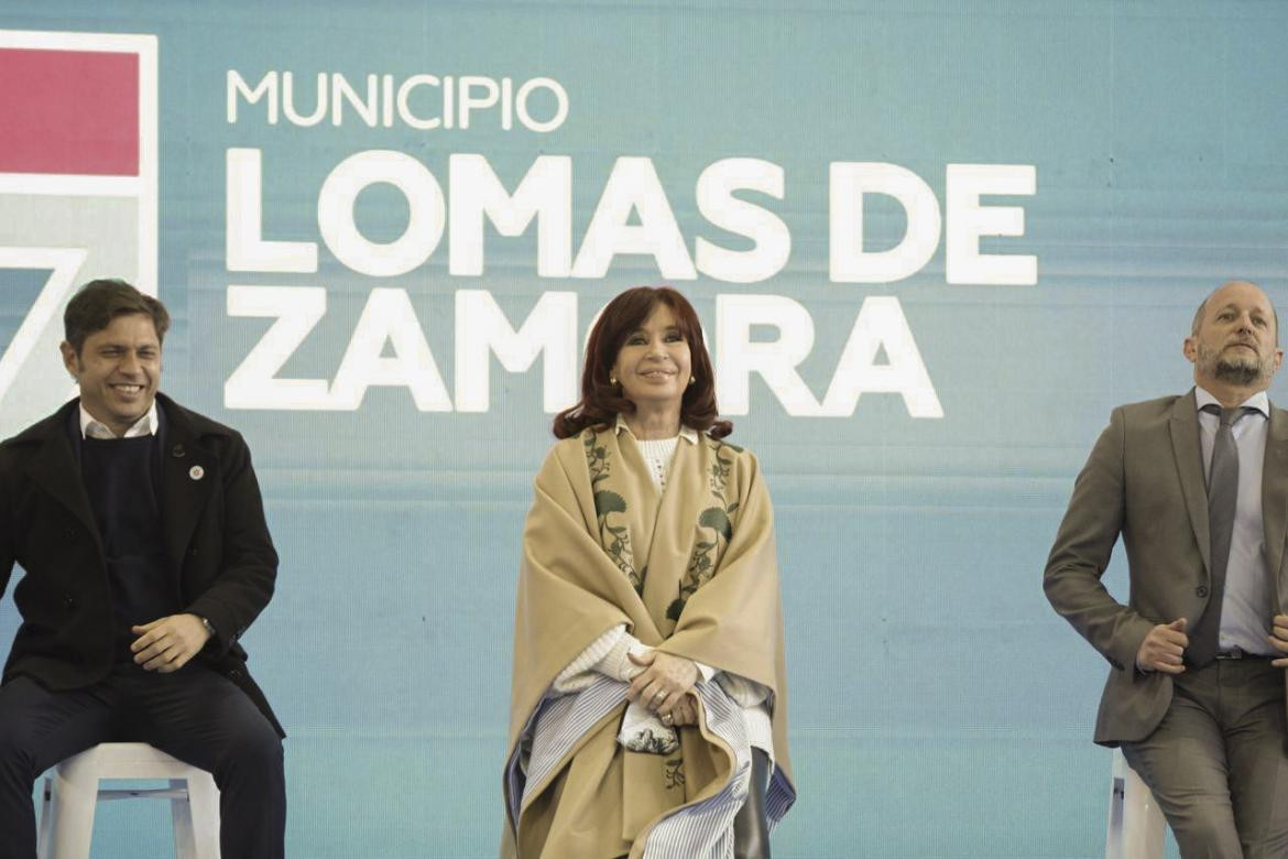 Cristina Kirchner junto a Axel Kicillof y Martin Insaurralde en Lomas de Zamora, AGENCIA NA