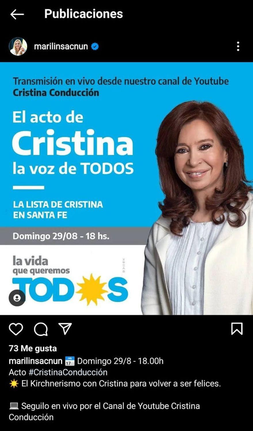 Promoción acto de Cristina en Santa Fe