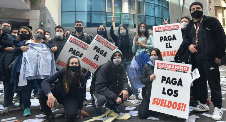 Protesta de empleados de Garbarino, Foto: NA.