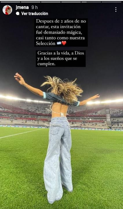 Mensaje de Jimena Barón tras cantar en el partido de la Selección