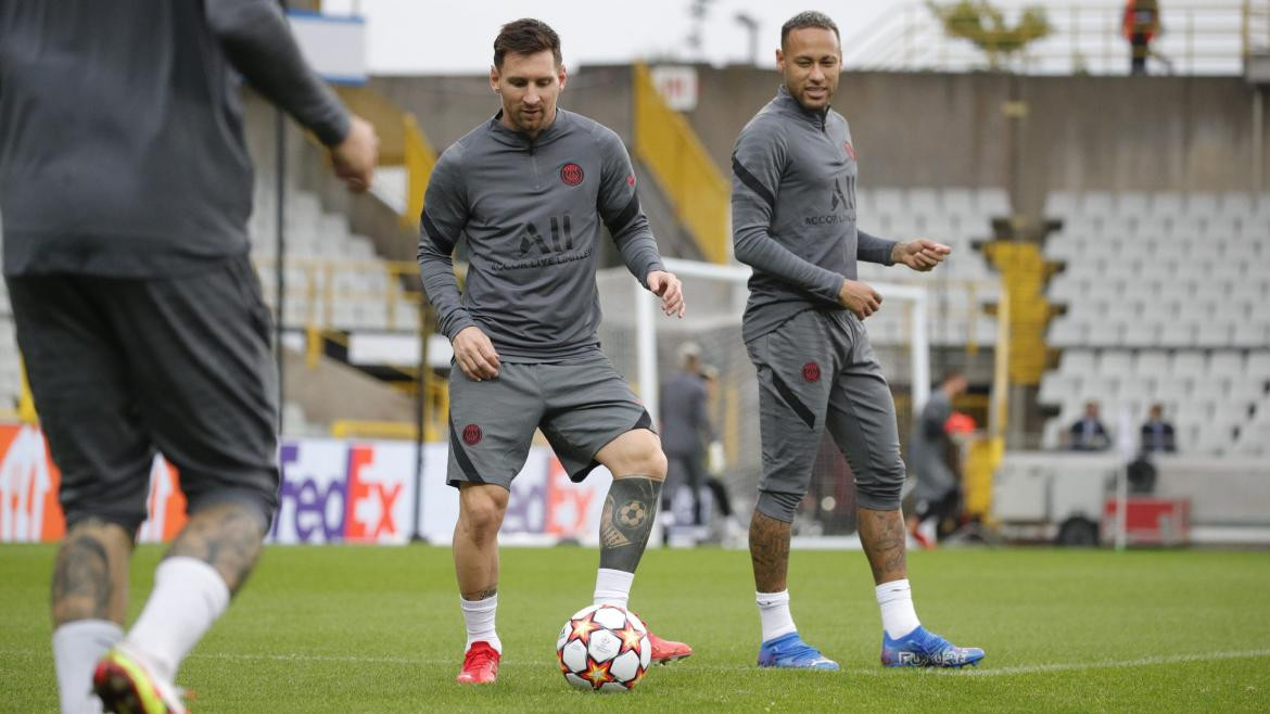 Lionel Messi y Neymar, entrenamiento de PSG, NA