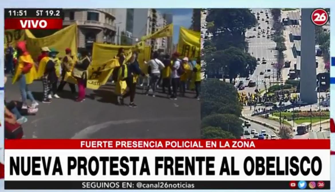 Protestas en el centro porteño, CANAL 26