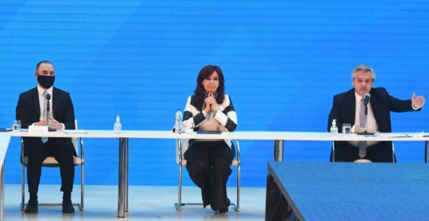 Martín Guzmán, Cristina Kirchner y Alberto Fernández, NA