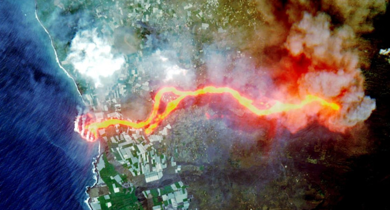 Volcan de La Palma desde un satelite 1. Reuters.