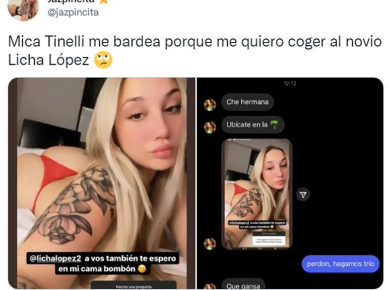 Mica Tinelli se cruzó con una actriz porno que le propuso sexo a su novio Lisandro López