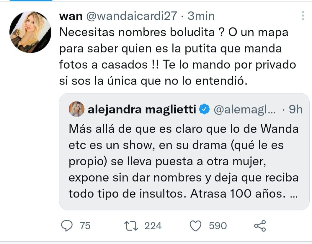 Fuerte cruce entre Alejandra Maglietti y Wanda Nara en Twitter