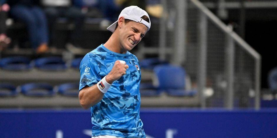 Festejo de Diego Schwartzman en el ATP de Amberes