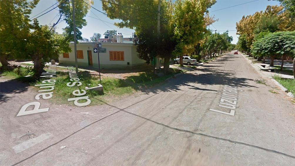 Tagua fue atacada a puñaladas en el cruce de Luzuriaga y Paula Albarracín, de San Rafael, Google Maps