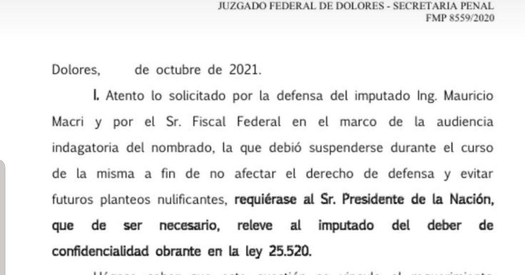 Pedido del juez Bava para Alberto Fernández para relevar a Macri de guardar secreto de estado