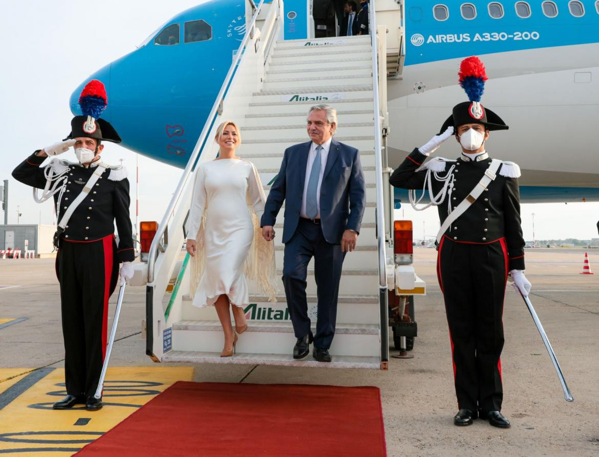 Arribo de Alberto Fernández y Fabiola Yañez en Roma, PRESIDENCIA