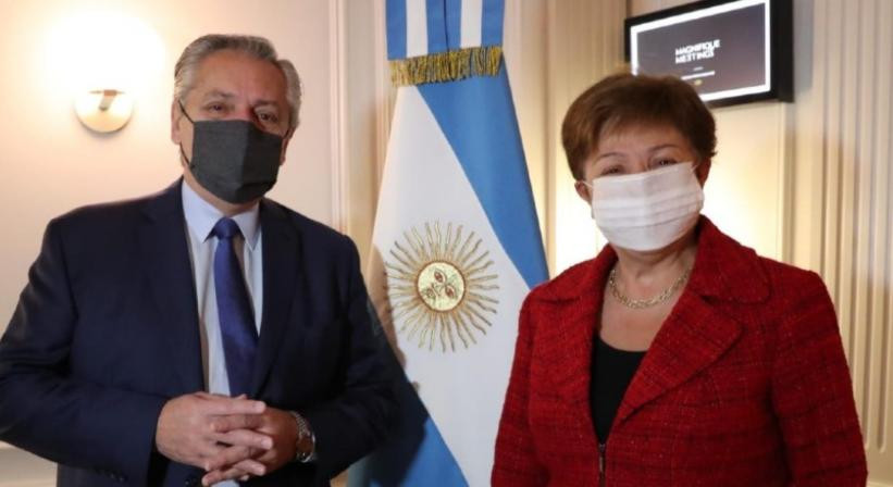 Alberto Fernández y Kristalina Georgieva en Roma. FMI. foto NA