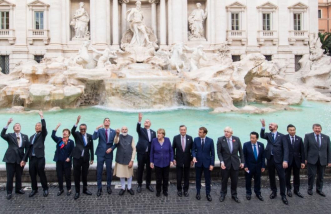 G20, Líderes mundiales en Fontana de Trevi, Roma, NA