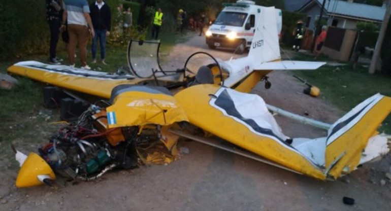 Avioneta accidentada en Villa General Belgrano. Foto NA