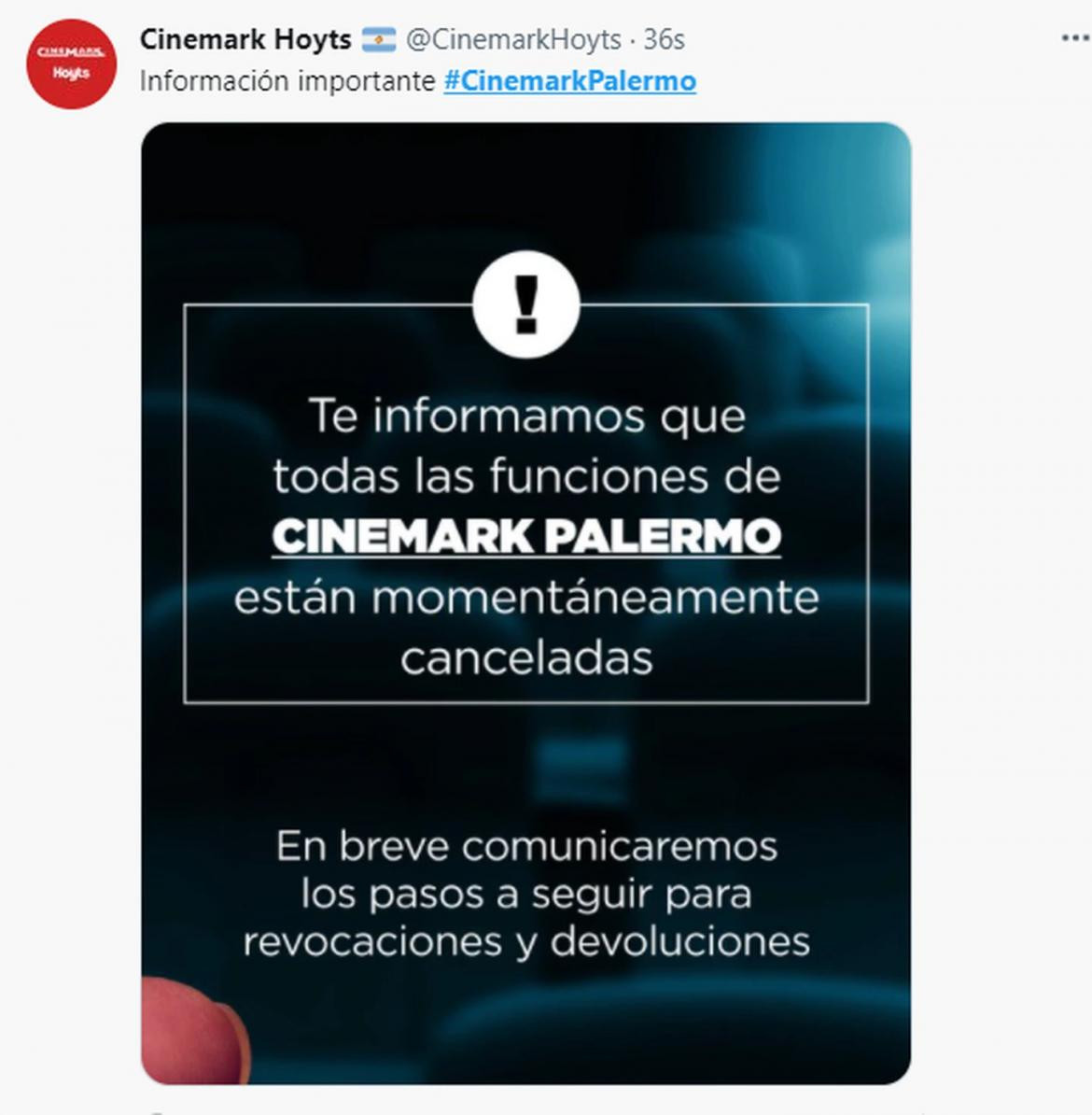 Se derrumbó el techo de la boletería del Cinemark de Palermo