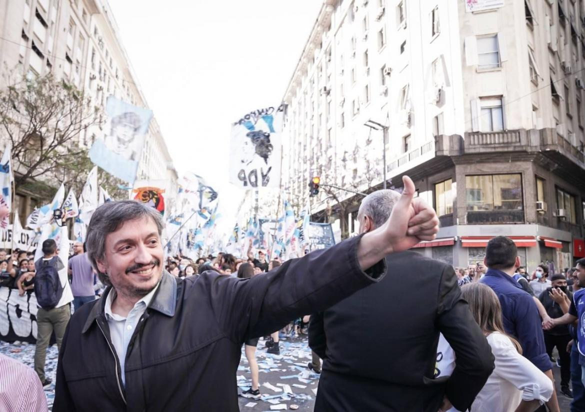 Máximo Kirchner durante el acto por el Día de la Militancia.