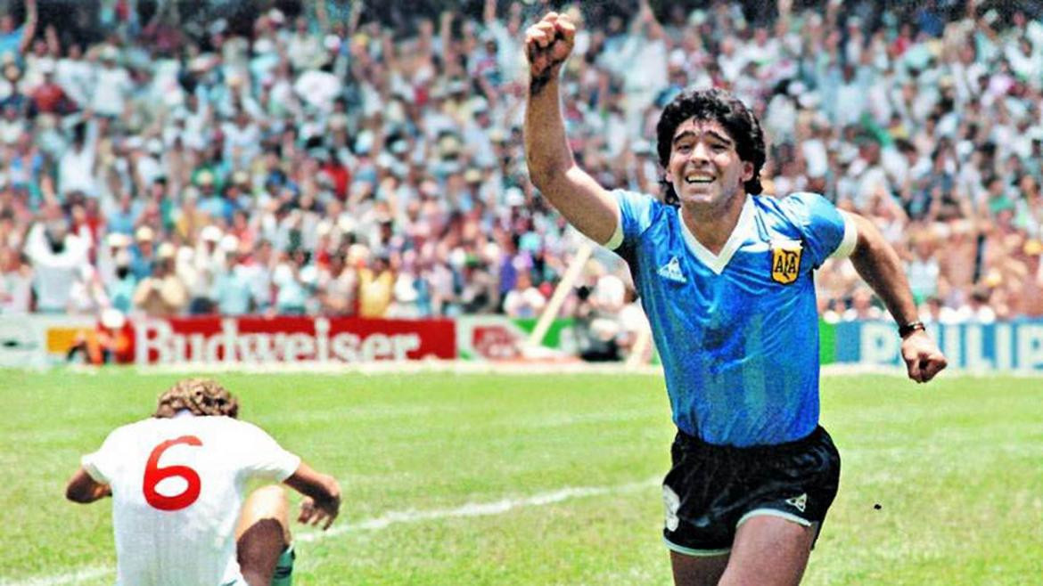 Maradona festeja el gol a Inglaterra, México 86.