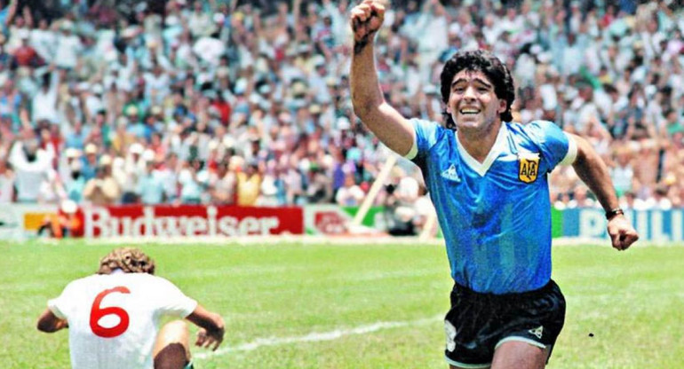 Maradona festeja el gol a Inglaterra, México 86.