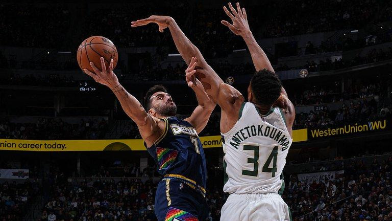 Facundo Campazzo ante Giannis Antetokoumpo en la NBA