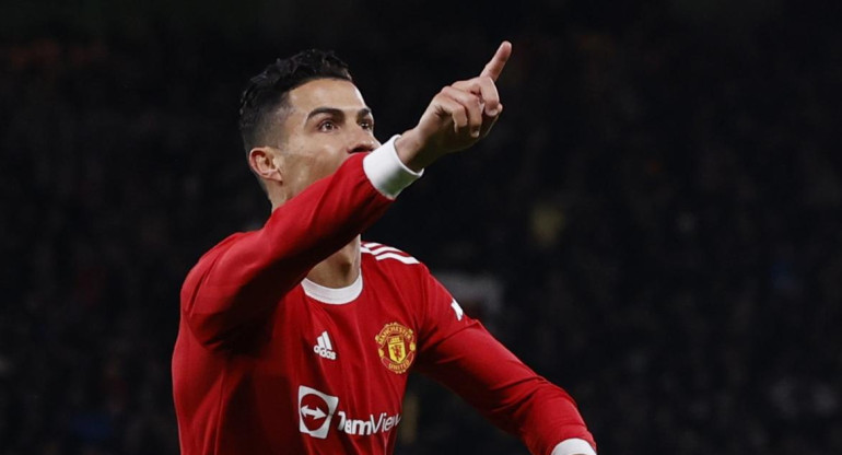 Festejo de Cristiano Ronaldo para el Manchester United, REUTERS