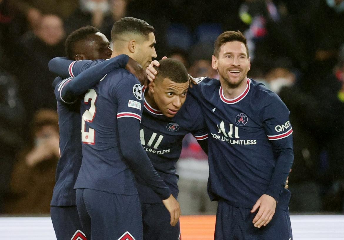 Festejo del PSG ante el Brujas por la Champions League, REUTERS