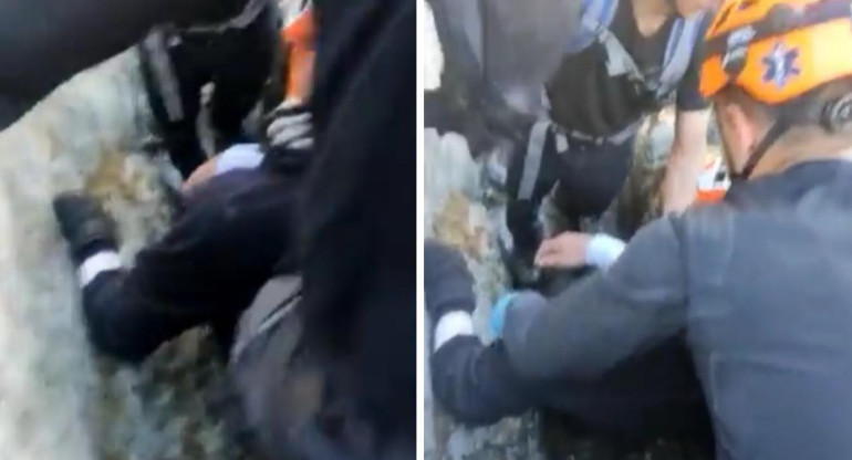 Rescate de turista israelí que sobrevivió 24 horas dentro de un glaciar, captura video