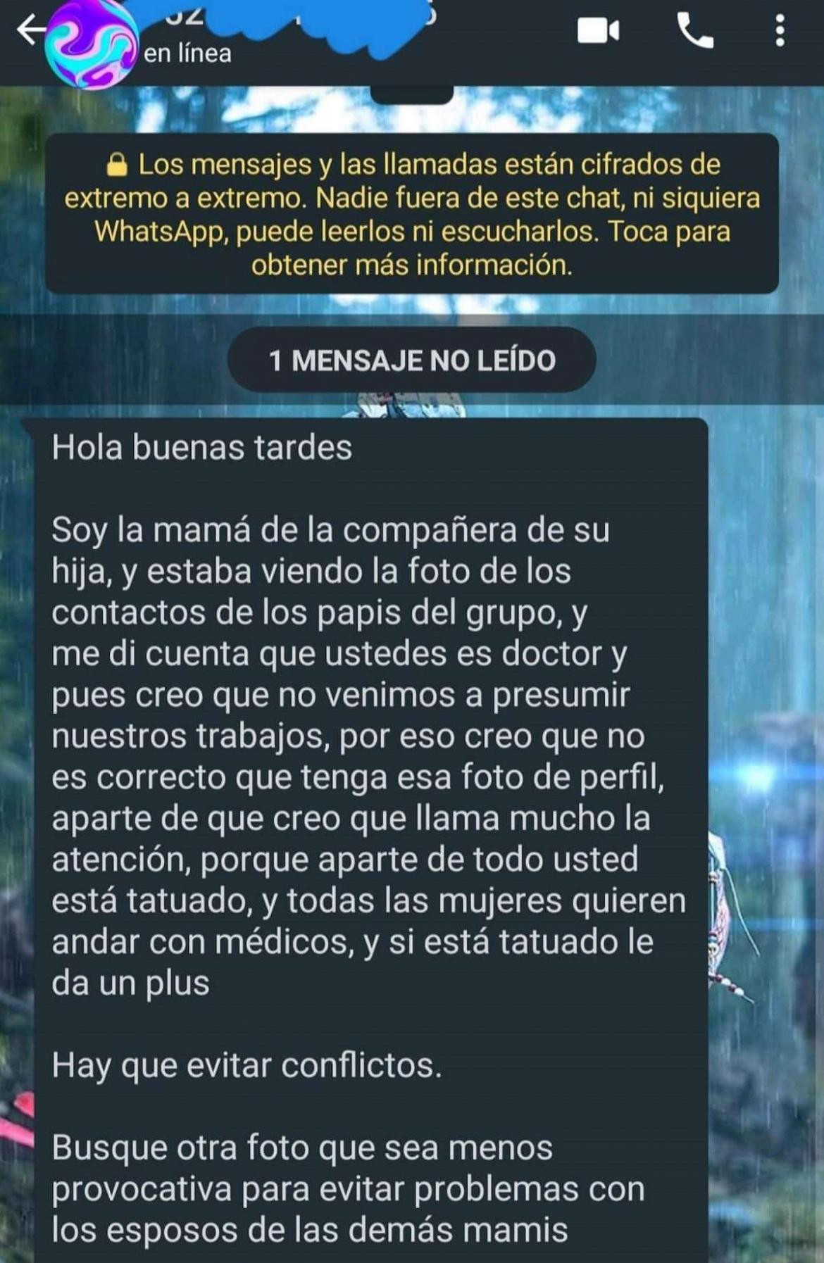 Mensaje viral chat de mamis.