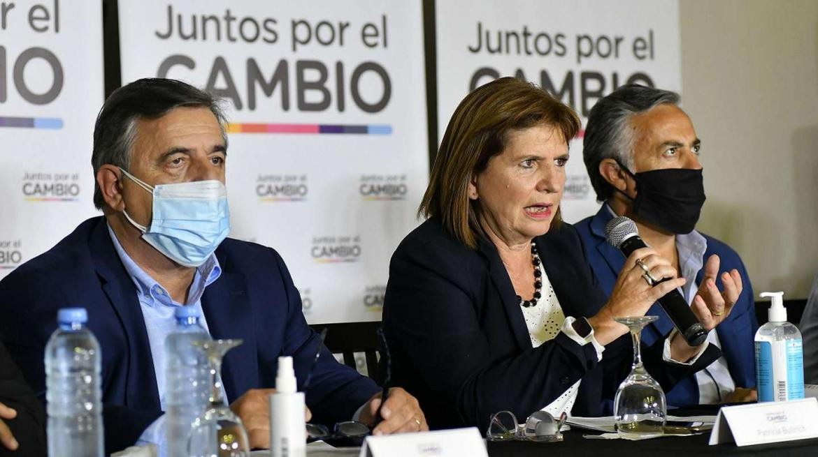 Mario Negri, Patricia Bullrich y Alfredo Cornejo, Foto: NA