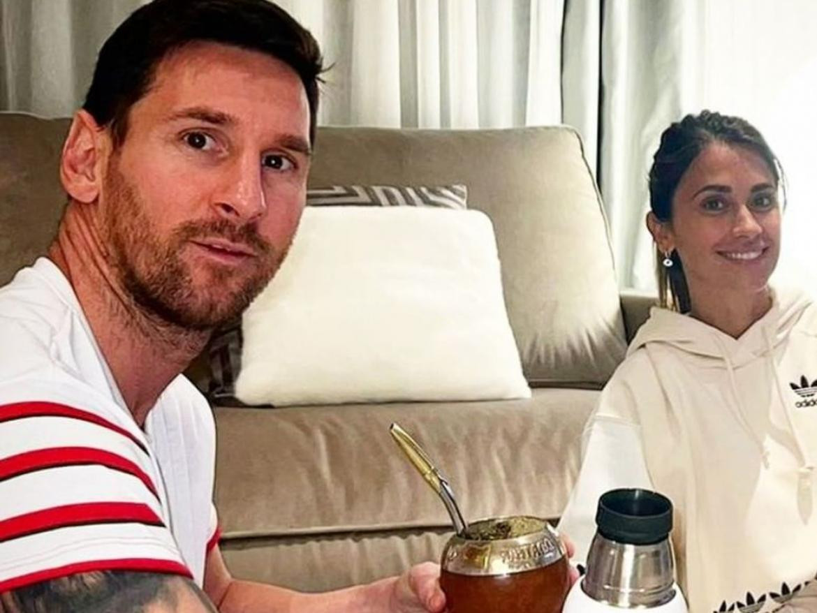 Lionel Messi junto a Antonella Roccuzzo
