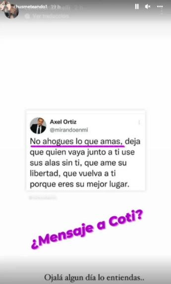 Historia de Instagram de Candelaria Tinelli que puso en duda su romance con Coti