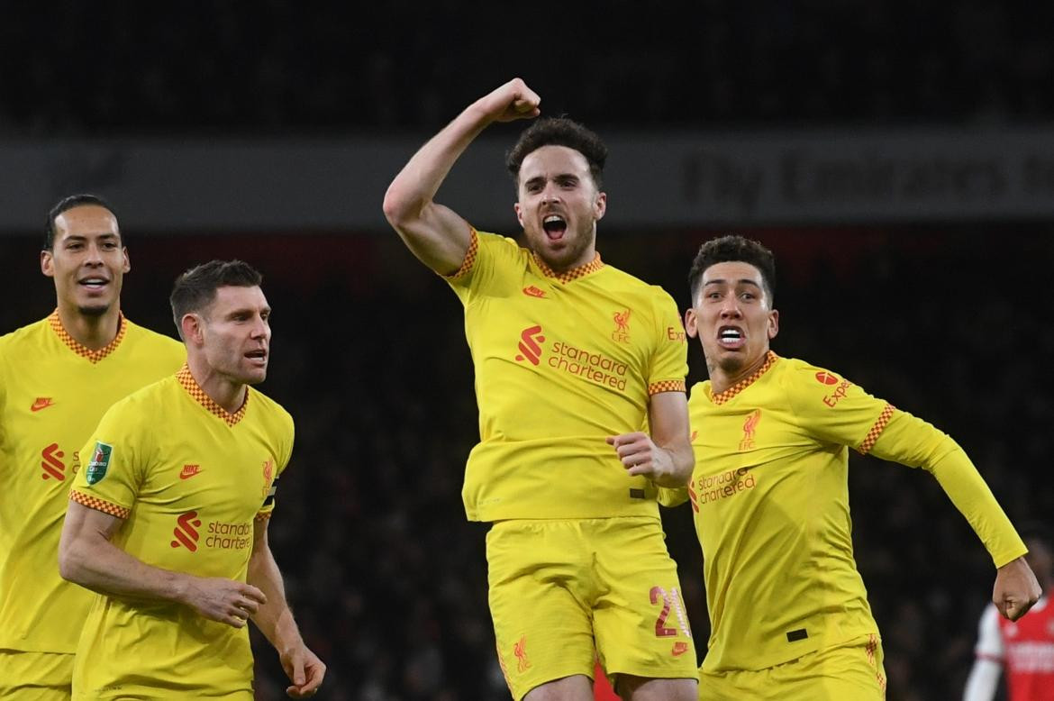 Festejo del Liverpool ante el Arsenal por la Carabao Cup, AGENCIA EFE