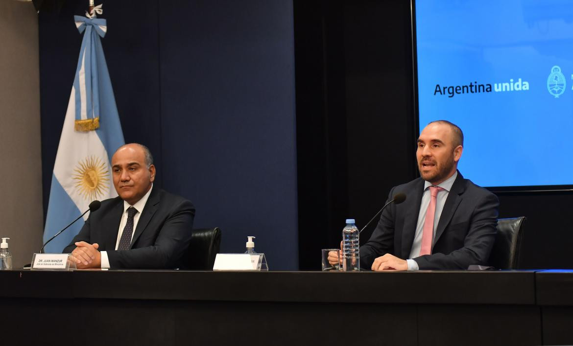 Conferencia de prensa de Guzmán y Manzur, foto NA