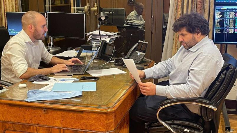 Sergio Chodos durante una reunión con el ministro de Economía, Martín Guzmán. (Foto: IG/martinguzman_ok)