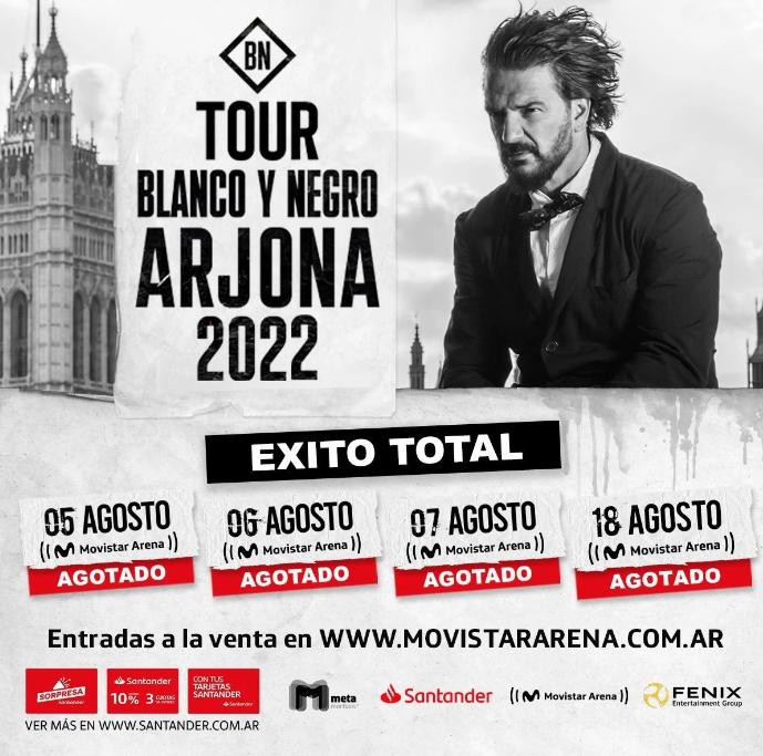 Furor por los shows de Ricardo Arjona en la Argentina